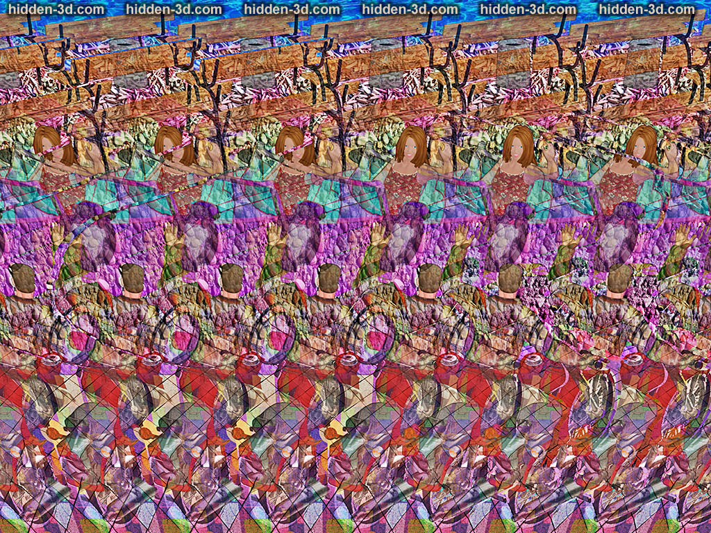 Stereogram by 3Dimka: Welcome Back. Tags: soldier, girl, sportscar, motorbike motorcycle hello greetings benches, hidden 3D picture (SIRDS)