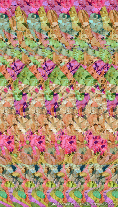 Stereogram by 3Dimka: Balancing. Tags: girl, gymnast, ball, stairs, hidden 3D picture (SIRDS)