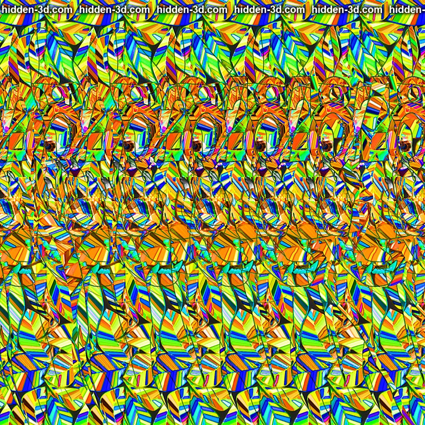 Stereogram by 3Dimka: Happy New Year 2018!. Tags: dog glasses paw, hidden 3D picture (SIRDS)