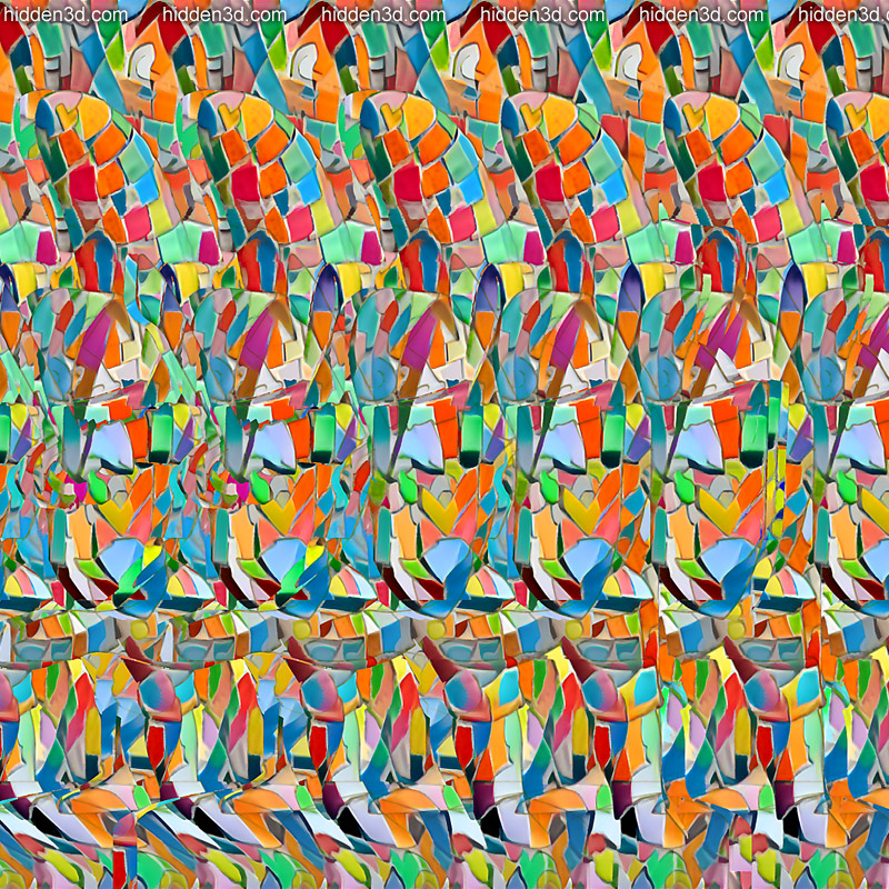 Stereogram by 3Dimka: Aggressive Food. Tags: banana knight funny silly sword fruit , hidden 3D picture (SIRDS)