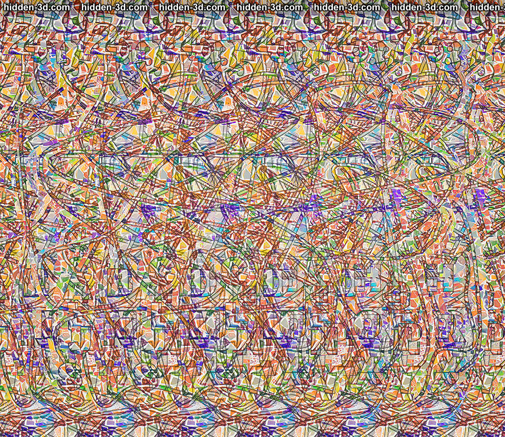 Stereogram by 3Dimka: Word Puzzle. Can you read it?. Tags: text phrase letters numbers, hidden 3D picture (SIRDS)