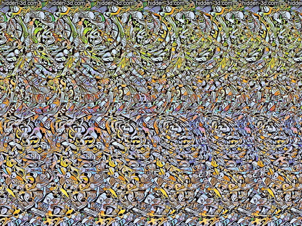 Stereogram by 3Dimka: Ribbons. Tags: spirals cone ball torus donut, hidden 3D picture (SIRDS)