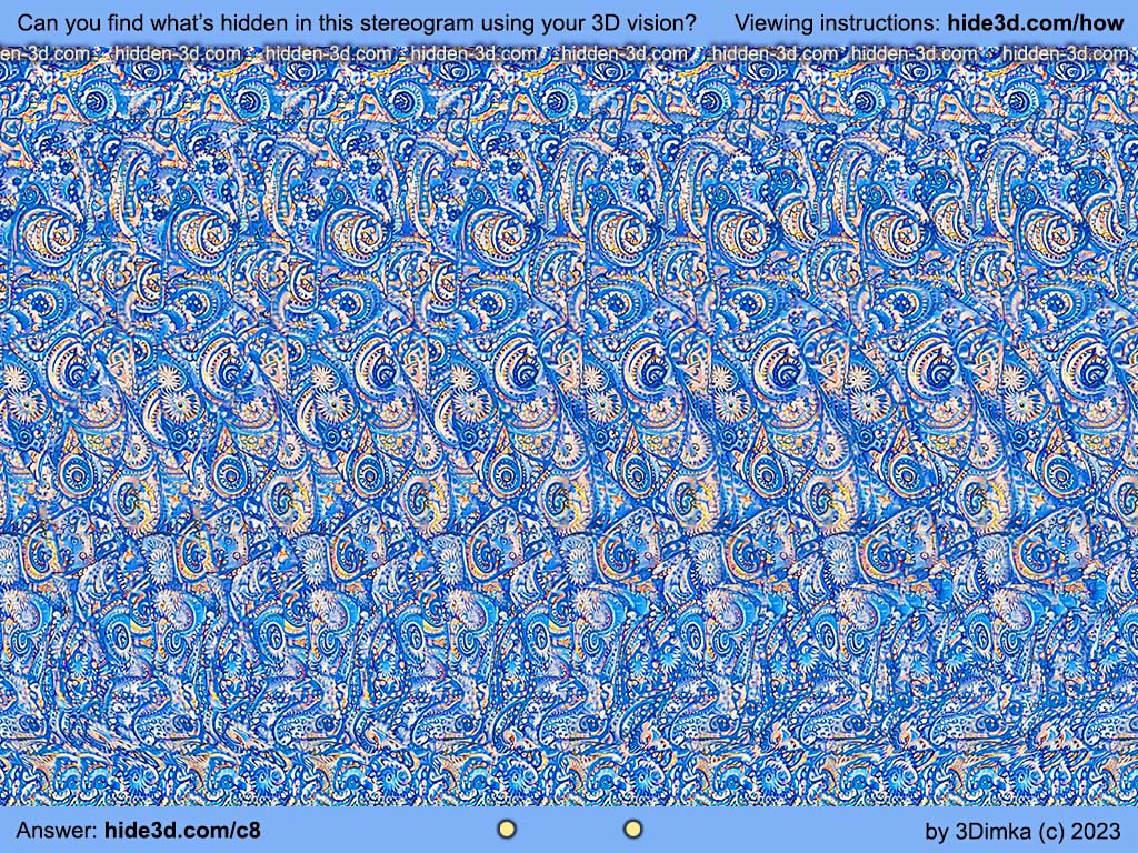 Stereogram by 3Dimka: Suddenly Distracted. Tags: dinosaur Styracosaurus ancient rock, hidden 3D picture (SIRDS)